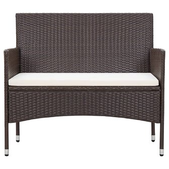 4-delige Loungeset met kussens poly rattan bruin 3