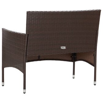 4-delige Loungeset met kussens poly rattan bruin 4