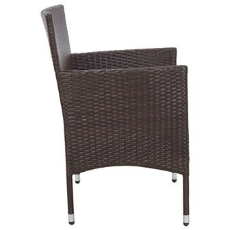 4-delige Loungeset met kussens poly rattan bruin 5