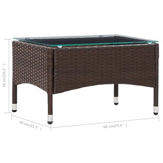 4-delige Loungeset met kussens poly rattan bruin 10