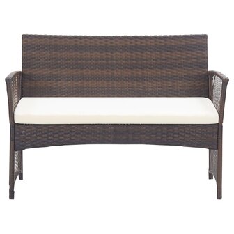 4-delige Loungeset met kussens poly rattan bruin 9