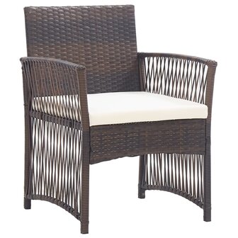 4-delige Loungeset met kussens poly rattan bruin 12