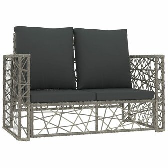 2-delige Loungeset met kussens poly rattan grijs 4