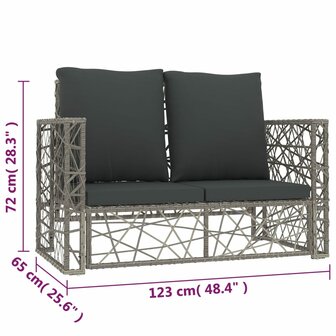 2-delige Loungeset met kussens poly rattan grijs 7