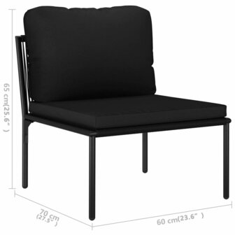 3-delige Loungeset met kussens PVC zwart 12