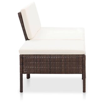 3-delige Loungeset met kussens poly rattan bruin 3