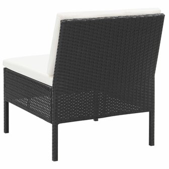 3-delige Loungeset met kussens poly rattan zwart 6