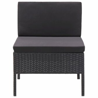 3-delige Loungeset met kussens poly rattan zwart 5