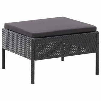 3-delige Loungeset met kussens poly rattan zwart 9