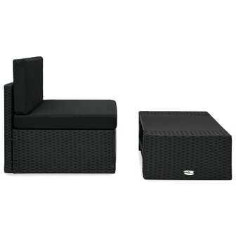 2-delige Loungeset poly rattan zwart 2