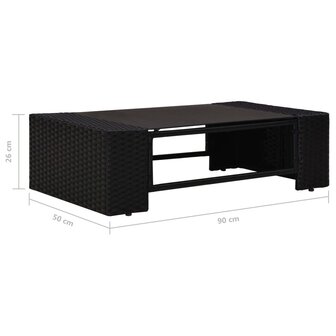 2-delige Loungeset poly rattan zwart 12