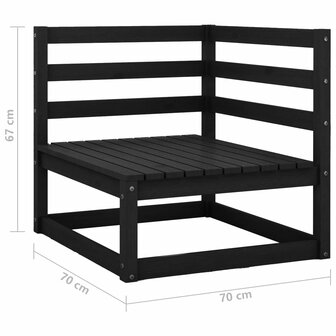 2-delige Loungeset massief grenenhout zwart 7