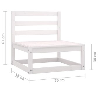 3-delige Loungeset massief grenenhout wit 9