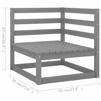 2-delige Loungeset met kussens massief grenenhout grijs 6