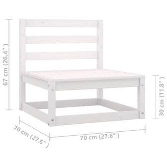 2-delige Loungeset met kussens massief grenenhout wit 12