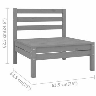 3-delige Loungeset massief grenenhout grijs 10