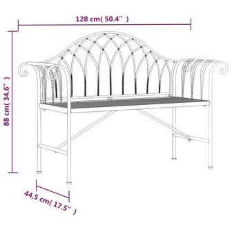 Tuinbank 2-zits 128 cm staal zwart 6