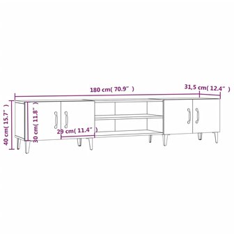 Tv-meubel 180x31,5x40 cm bewerkt hout grijs sonoma eikenkleurig 10