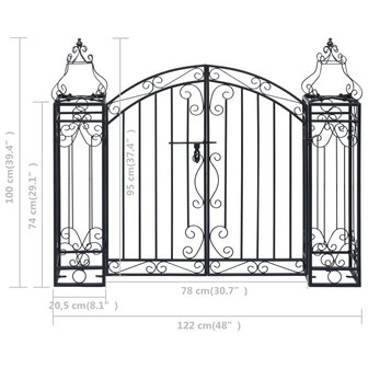 Poort decoratief 122x20,5x100 cm smeedijzer 6