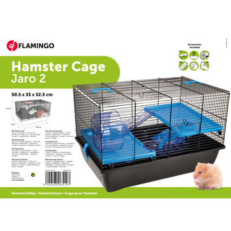 FLAMINGO Hamsterkooi Jaro 2 50,5x33x32,5 cm zwart en blauw 4