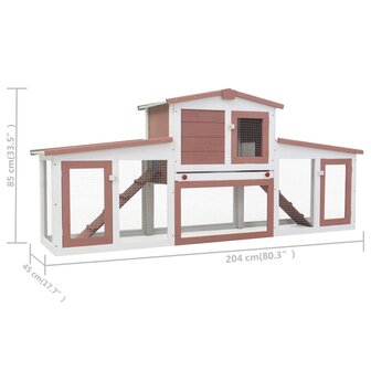 Konijnenhok voor buiten groot 204x45x85 cm hout bruin en wit 7