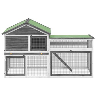Konijnenhok 185,5x60,5x109,5 cm massief grenenhout grijs 3