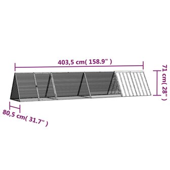 Konijnenhok 403,5x80,5x71 cm gegalvaniseerd staal antraciet 6