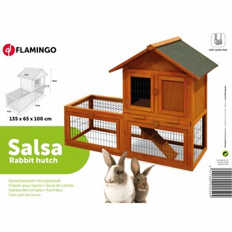 FLAMINGO Konijnenhok Salsa 135x65x100 cm bruin 3