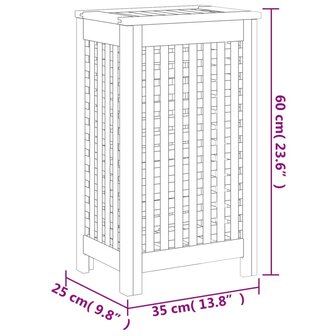 Wasmand 35x25x60 cm massief teakhout 7