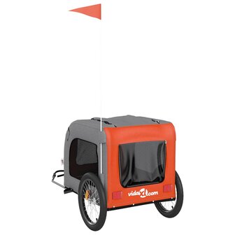 Hondenfietstrailer oxfordstof en ijzer oranje en grijs 8