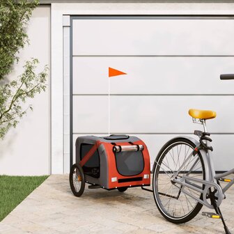 Hondenfietstrailer oxford stof en ijzer oranje en zwart 1