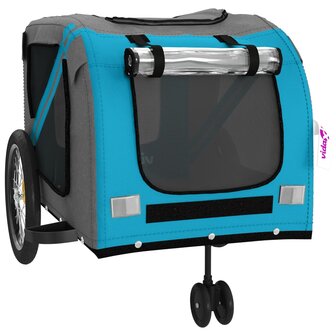 Hondenfietstrailer oxford stof en ijzer blauw en grijs 5