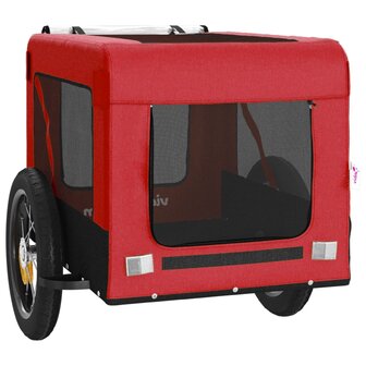 Hondenfietstrailer oxford stof en ijzer rood en zwart 6