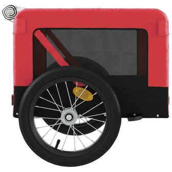 Hondenfietstrailer oxford stof en ijzer rood en zwart 6