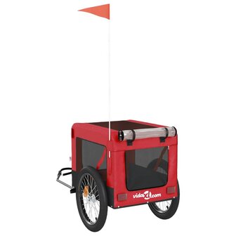 Hondenfietstrailer oxford stof en ijzer rood en zwart 9