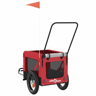 Hondenfietstrailer oxford stof en ijzer rood en zwart 9