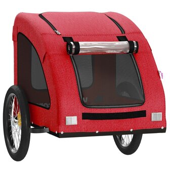 Hondenfietstrailer oxford stof en ijzer rood 5