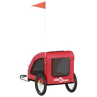 Hondenfietstrailer oxford stof en ijzer rood 8