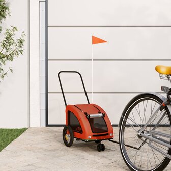 Hondenfietstrailer oxford stof en ijzer oranje en grijs 1