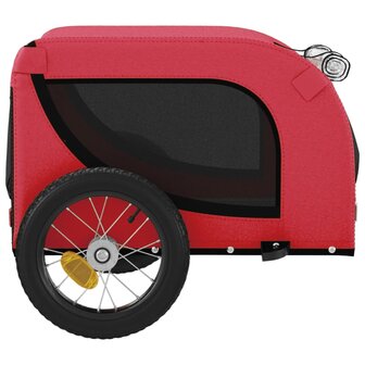 Hondenfietstrailer oxford stof en ijzer rood en zwart 6