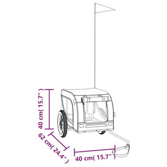 Hondenfietstrailer oxford stof en ijzer rood en zwart 11