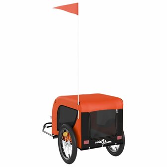 Hondenfietstrailer oxford stof en ijzer oranje en zwart 7