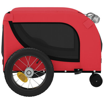 Hondenfietstrailer oxford stof en ijzer rood en zwart 6