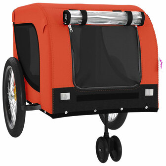 Hondenfietstrailer oxford stof en ijzer oranje en zwart 4