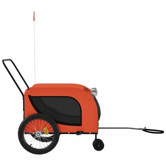 Hondenfietstrailer oxford stof en ijzer oranje en zwart 5