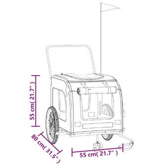 Hondenfietstrailer oxford stof en ijzer rood en zwart 11