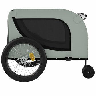 Hondenfietstrailer oxford stof en ijzer grijs en zwart 6