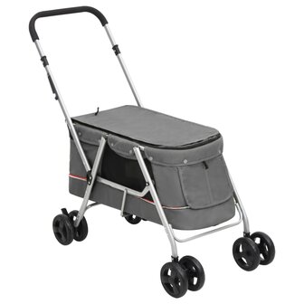 Hondenwagen inklapbaar 100x49x96 cm linnenstof grijs 1