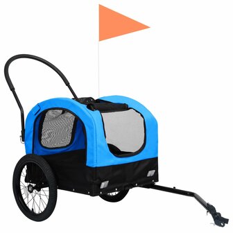 Fietstrailer en hondenwagen 2-in-1 blauw en zwart 3