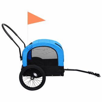 Fietstrailer en hondenwagen 2-in-1 blauw en zwart 4